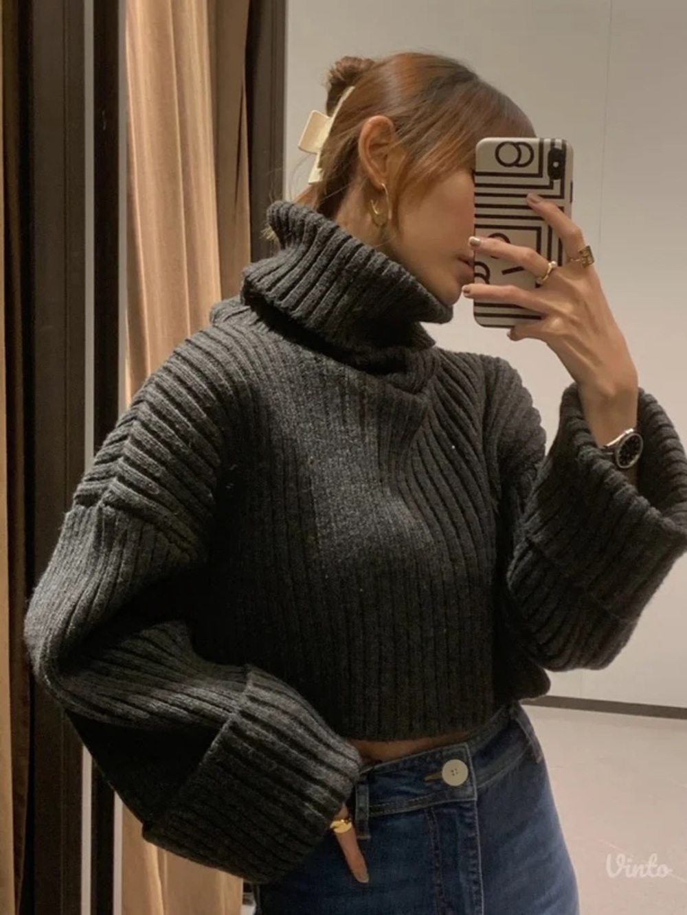 Zara Turtleneck Ribbed Cropped Sweater - M BNWT